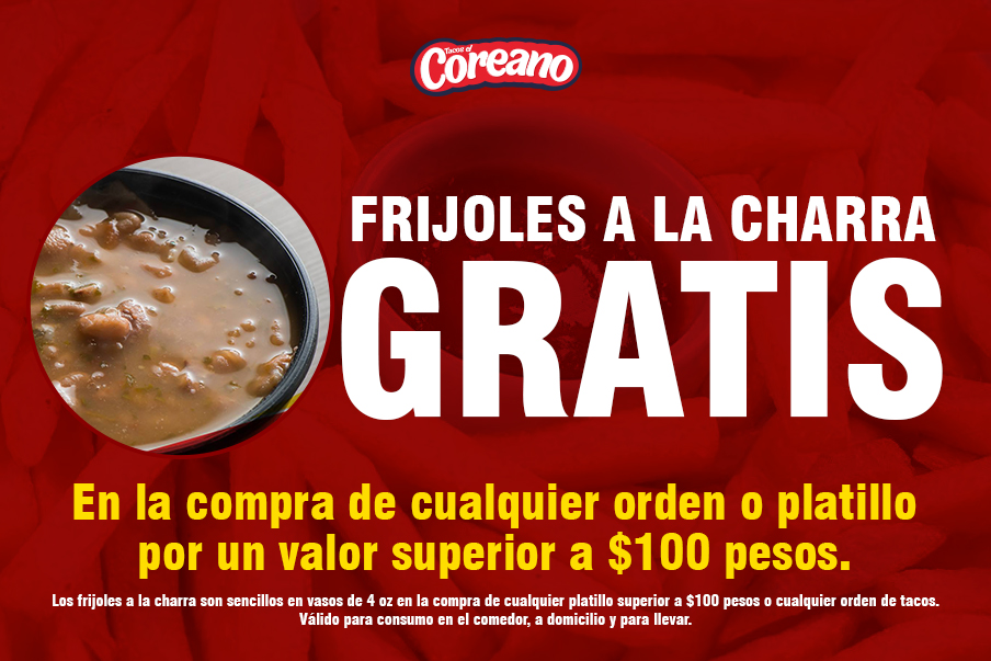 Promoción sábados de frijoles gratis en apodaca